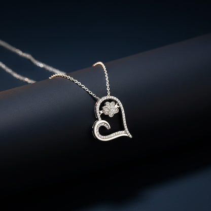 Silver Heart Dog Paw Pendant