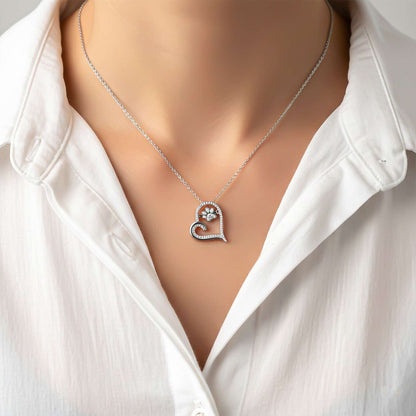 Silver Heart Dog Paw Pendant
