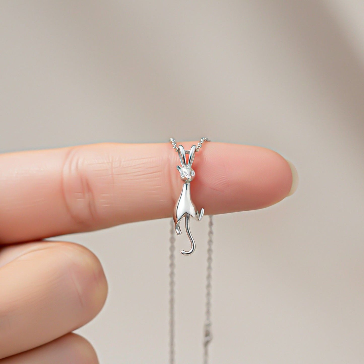 Silver Cute Cat Pendant