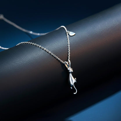 Silver Cute Cat Pendant