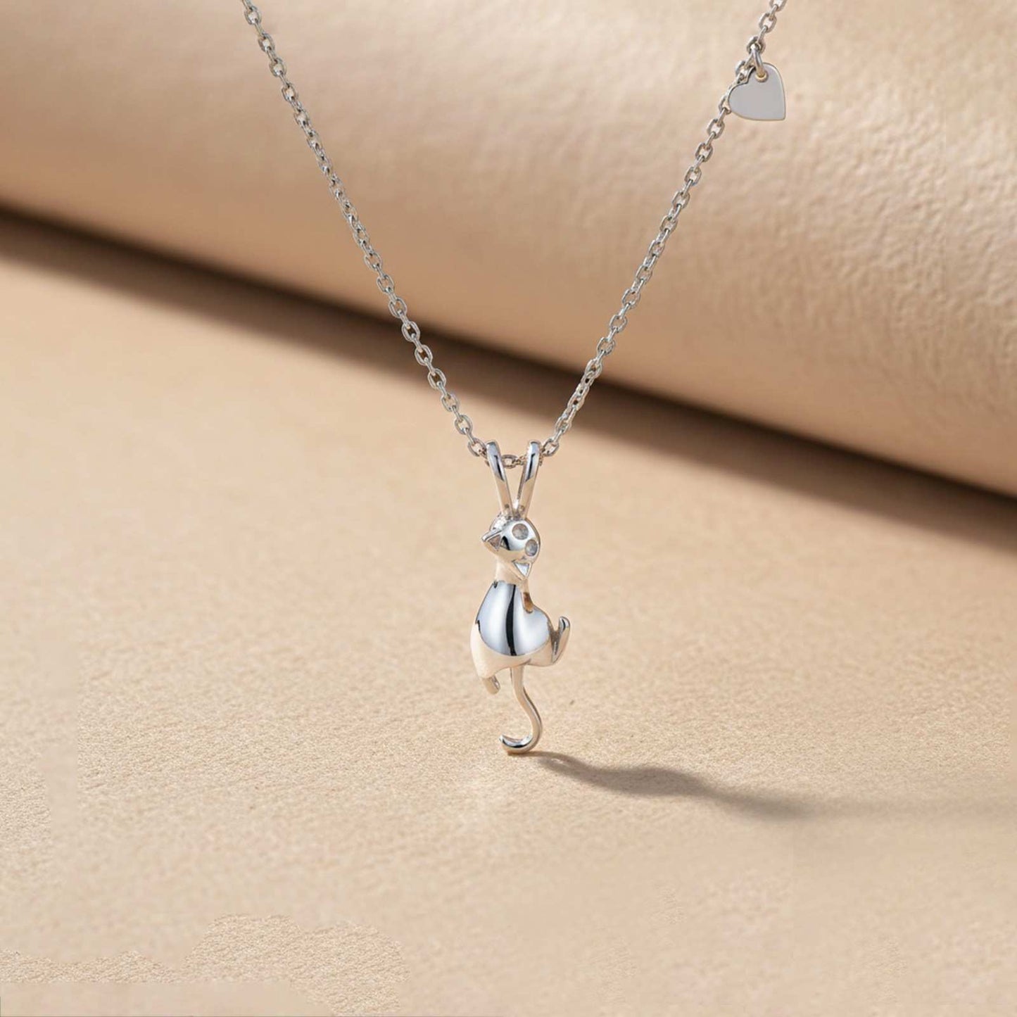 Silver Cute Cat Pendant