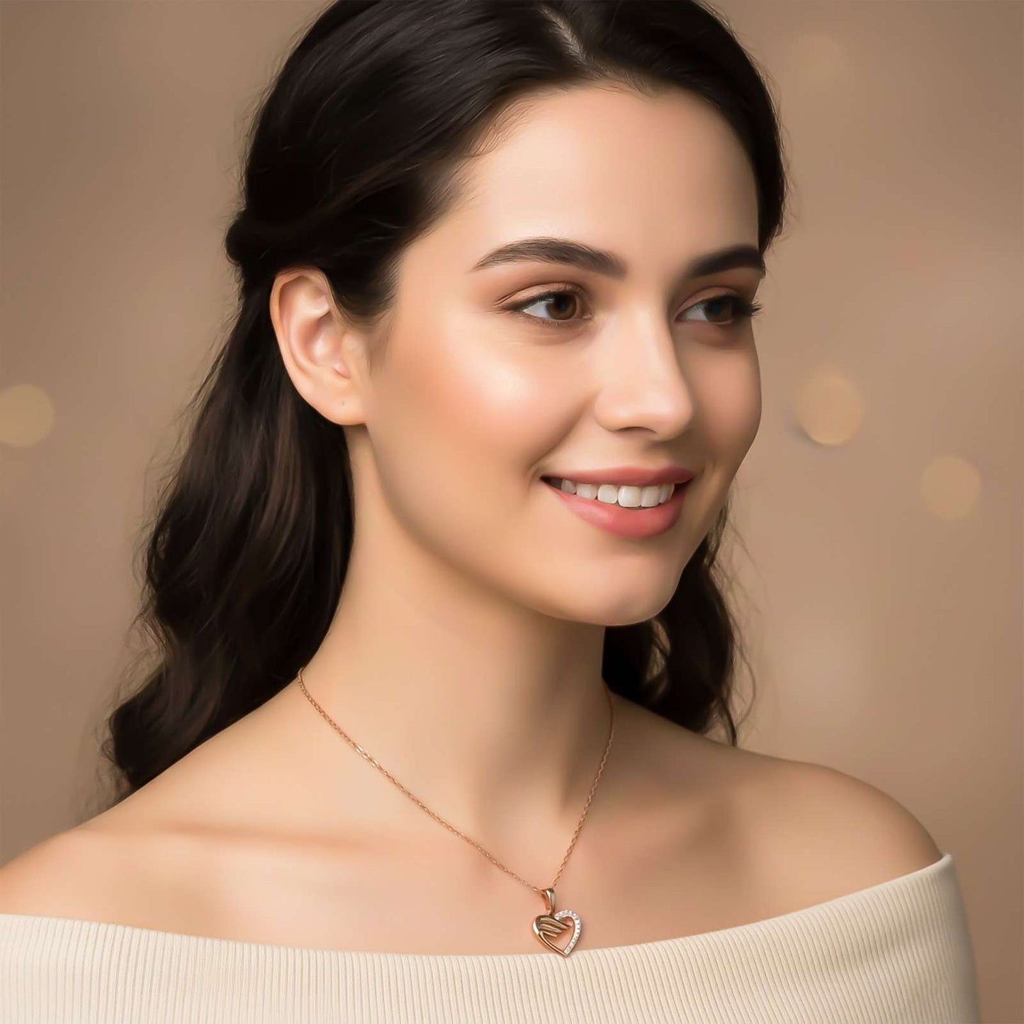 Rose Gold Love heart Wings Pendant
