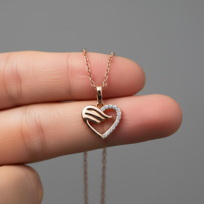 Rose Gold Love heart Wings Pendant