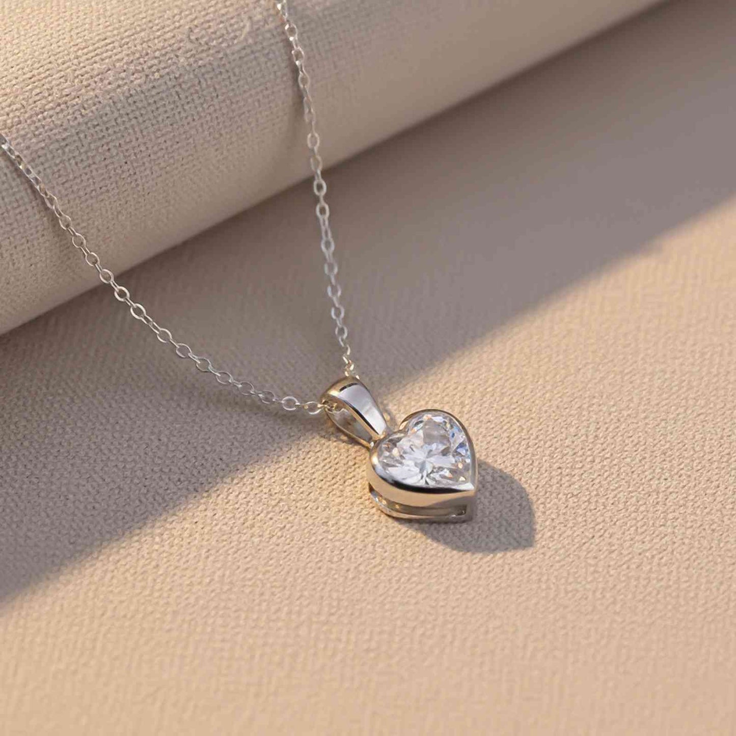 Silver Solitaire Heart Bazel Set Pendant