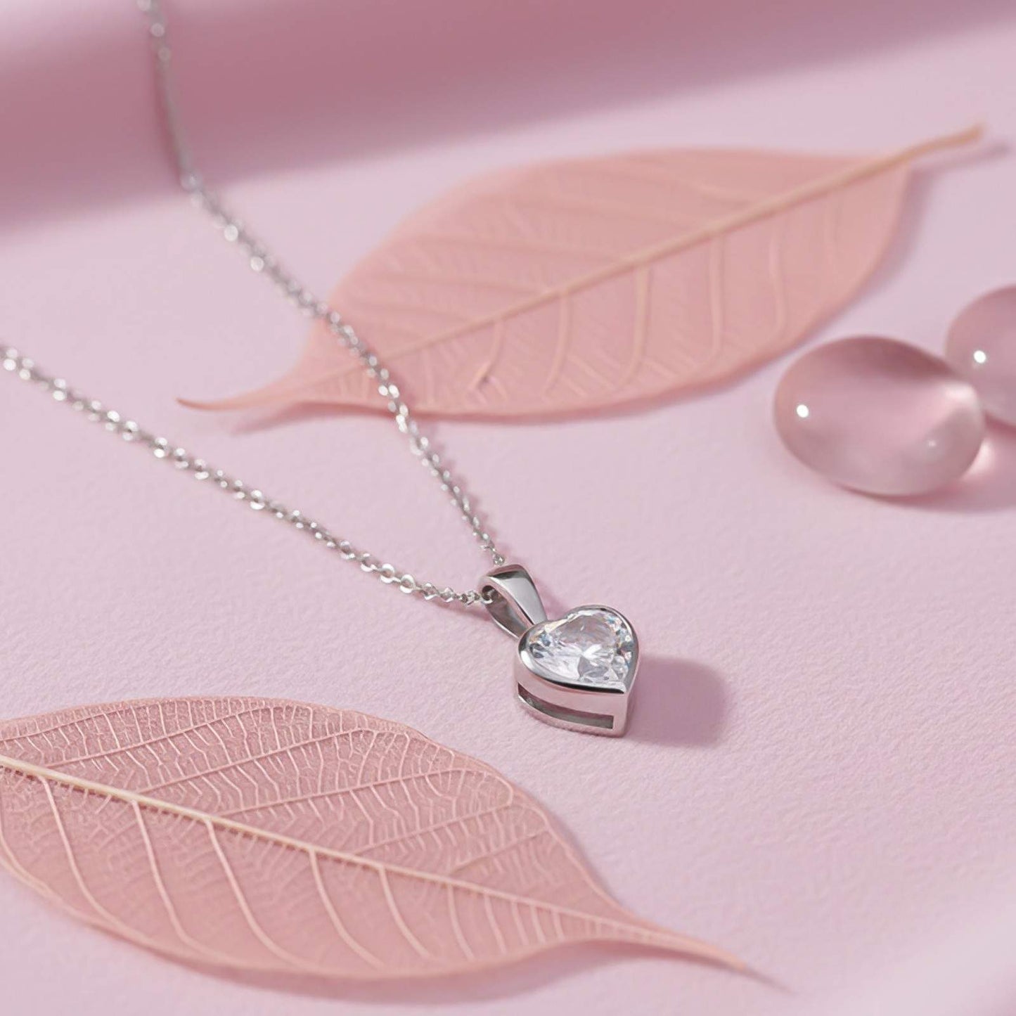 Silver Solitaire Heart Bazel Set Pendant