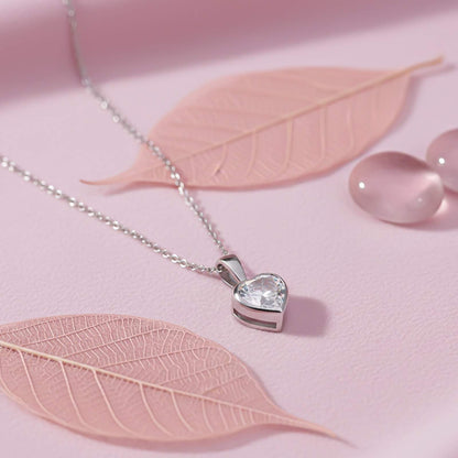 Silver Solitaire Heart Bazel Set Pendant