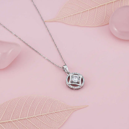 Silver Zircon Studded Star Circle Pendant