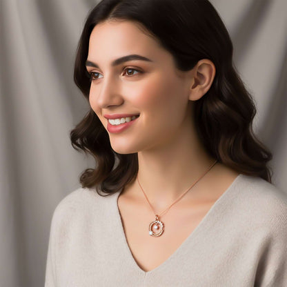 Rose Gold Floral Basket Circle Pendant