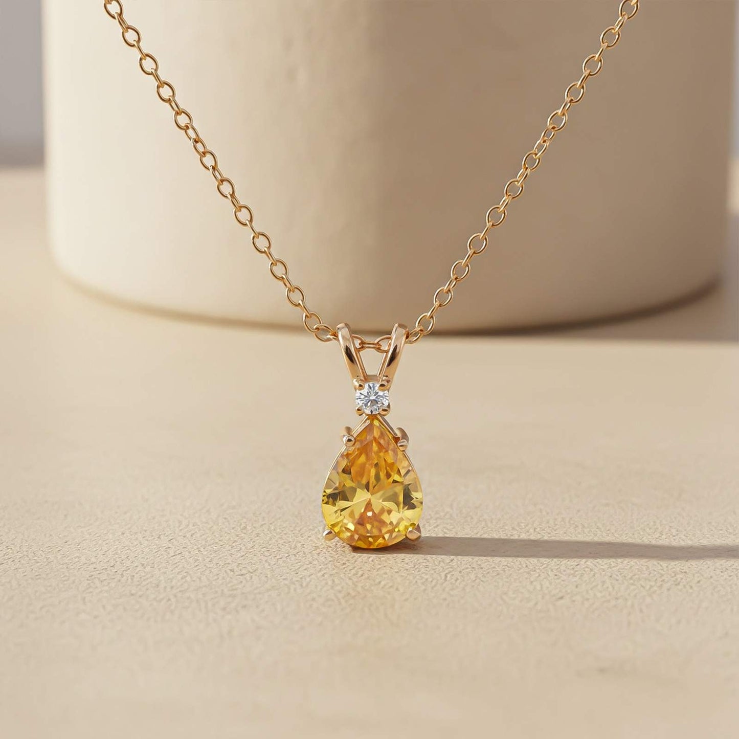 Yellow Gold Pear Citrine Pendant