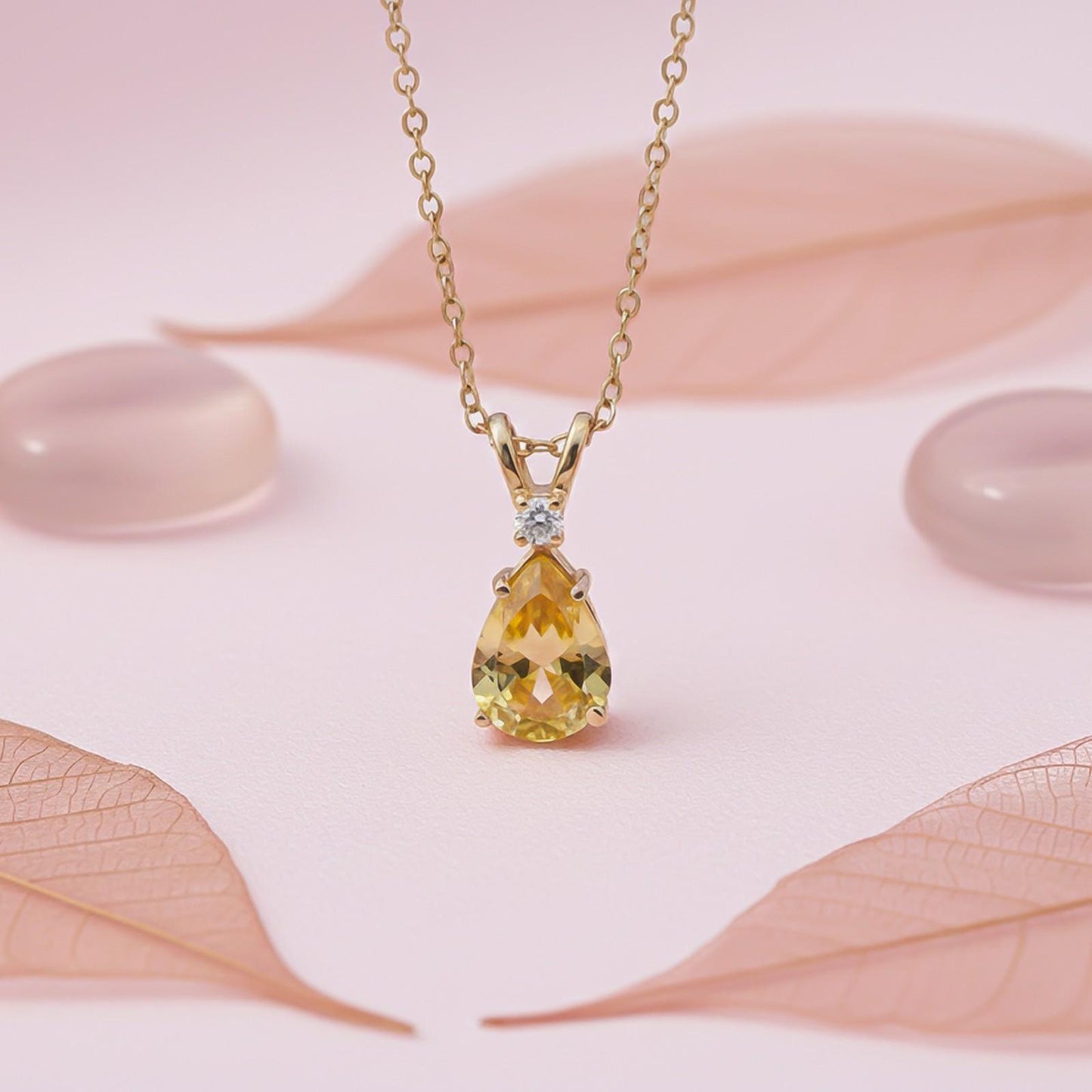 Yellow Gold Pear Citrine Pendant