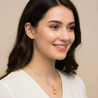 Yellow Gold Pear Citrine Pendant
