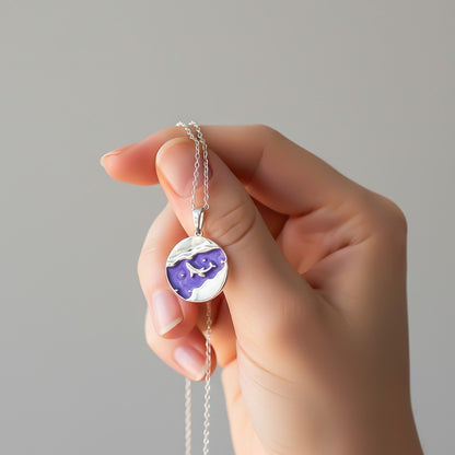 Silver Enamel Dolphin Pendant