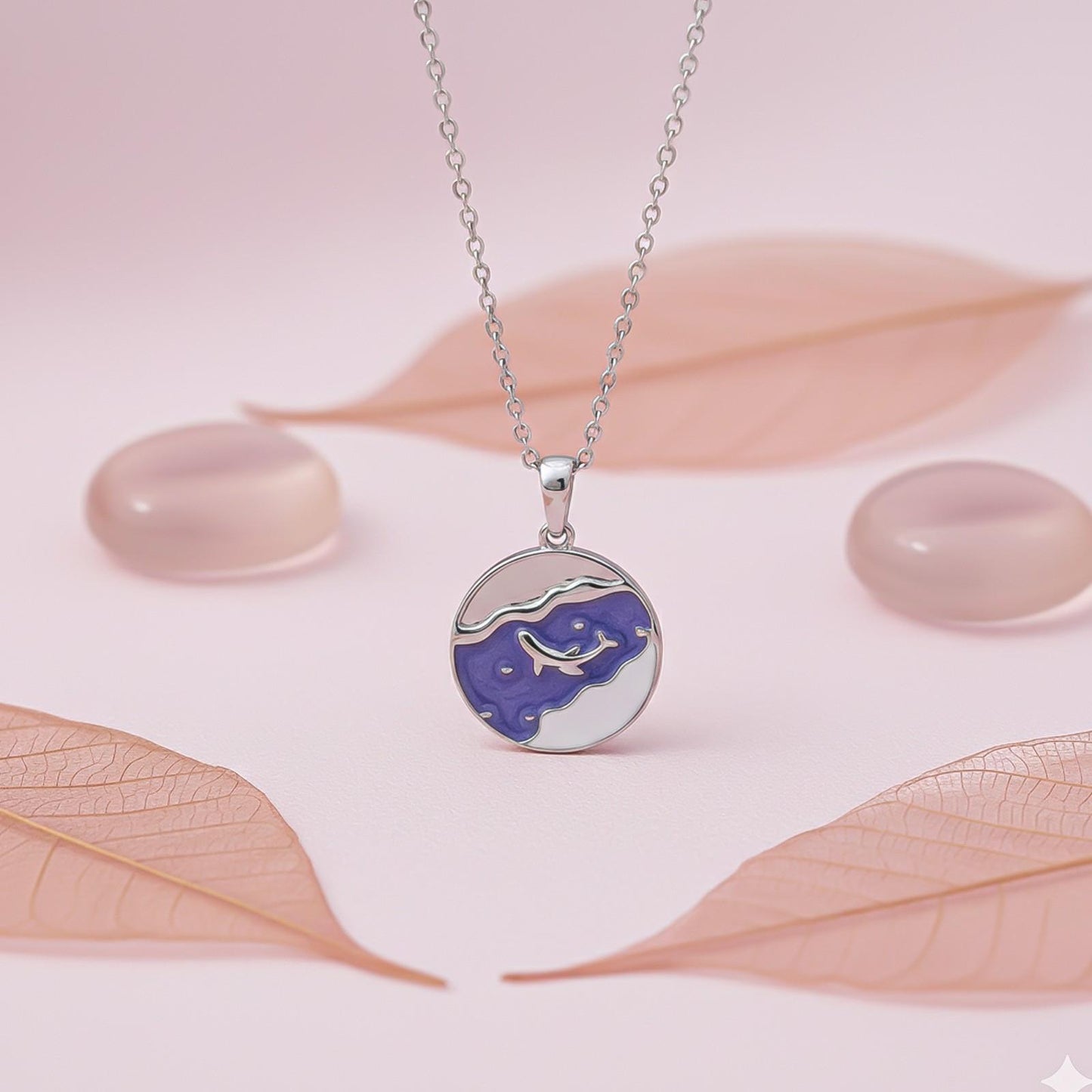 Silver Enamel Dolphin Pendant