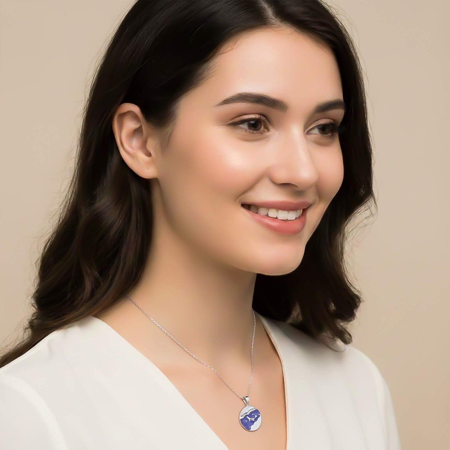 Silver Enamel Dolphin Pendant