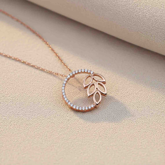 Rose Gold Diamond Vine Circle Pendant