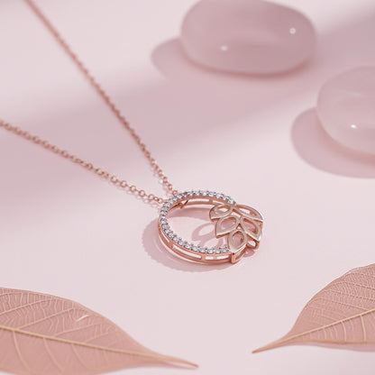 Rose Gold Diamond Vine Circle Pendant