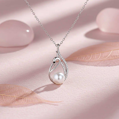 Silver Swan Pendant With Freshwater Pearl
