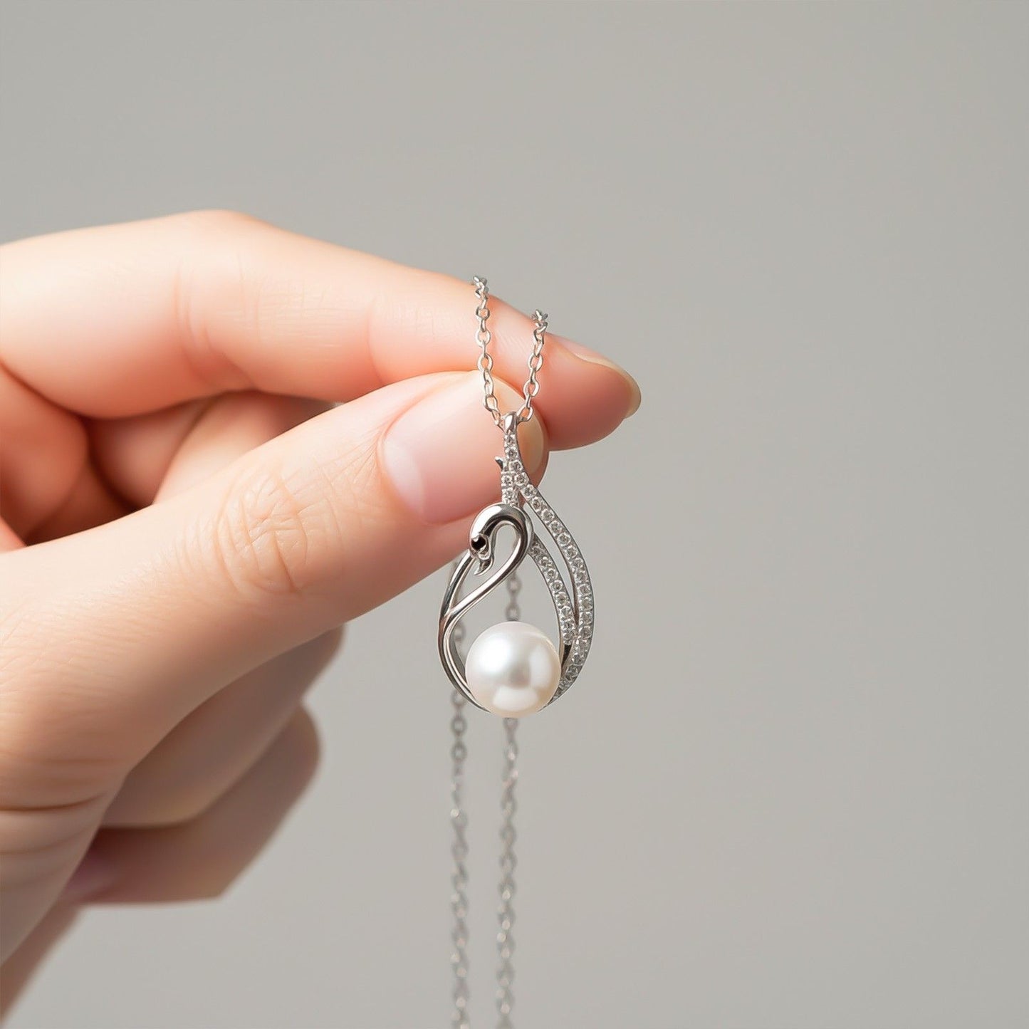 Silver Swan Pendant With Freshwater Pearl