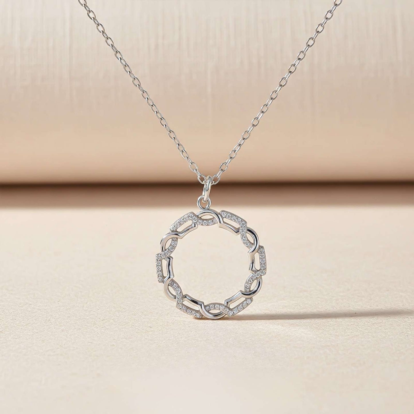 Silver Circle Zircon Studded Pendant