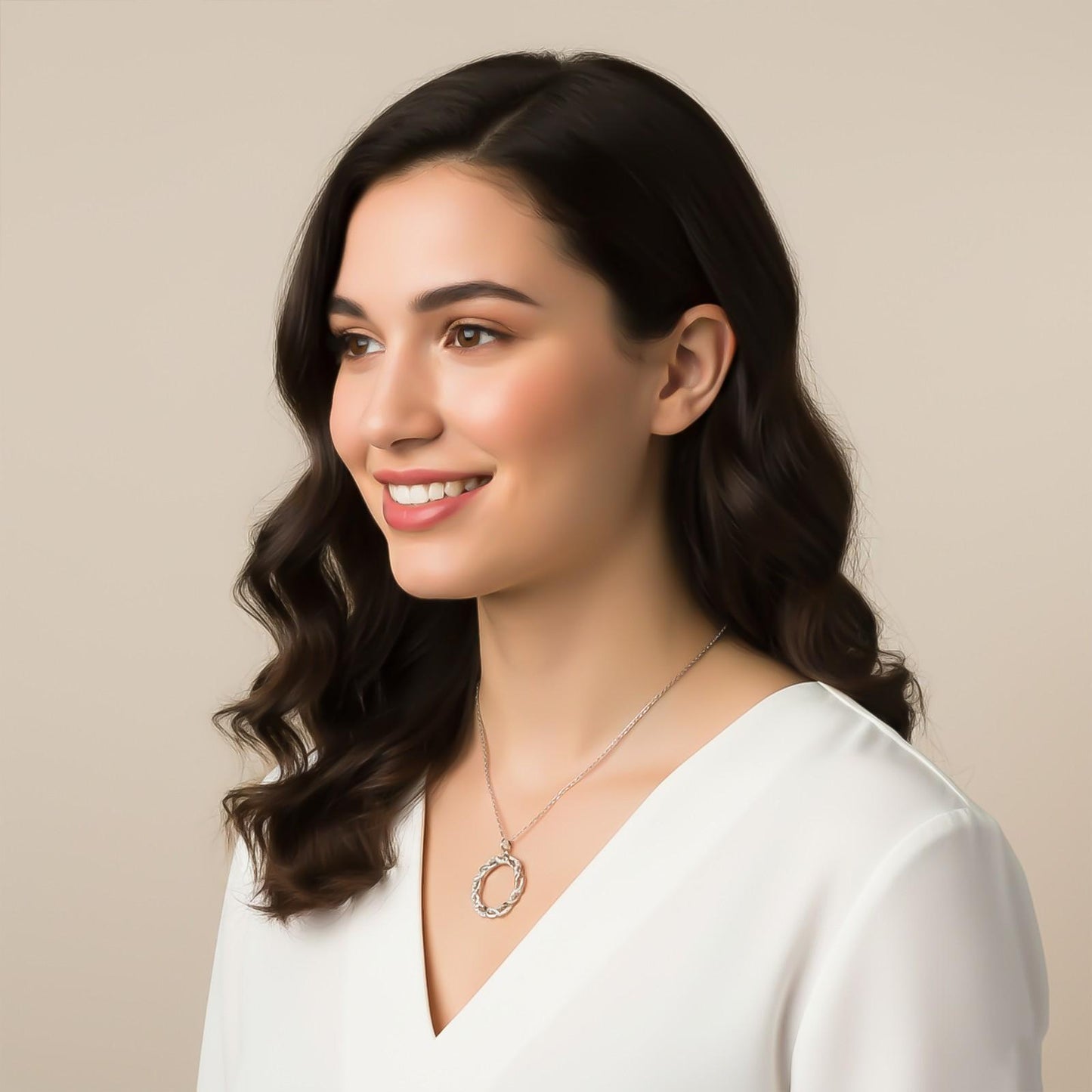 Silver Circle Zircon Studded Pendant