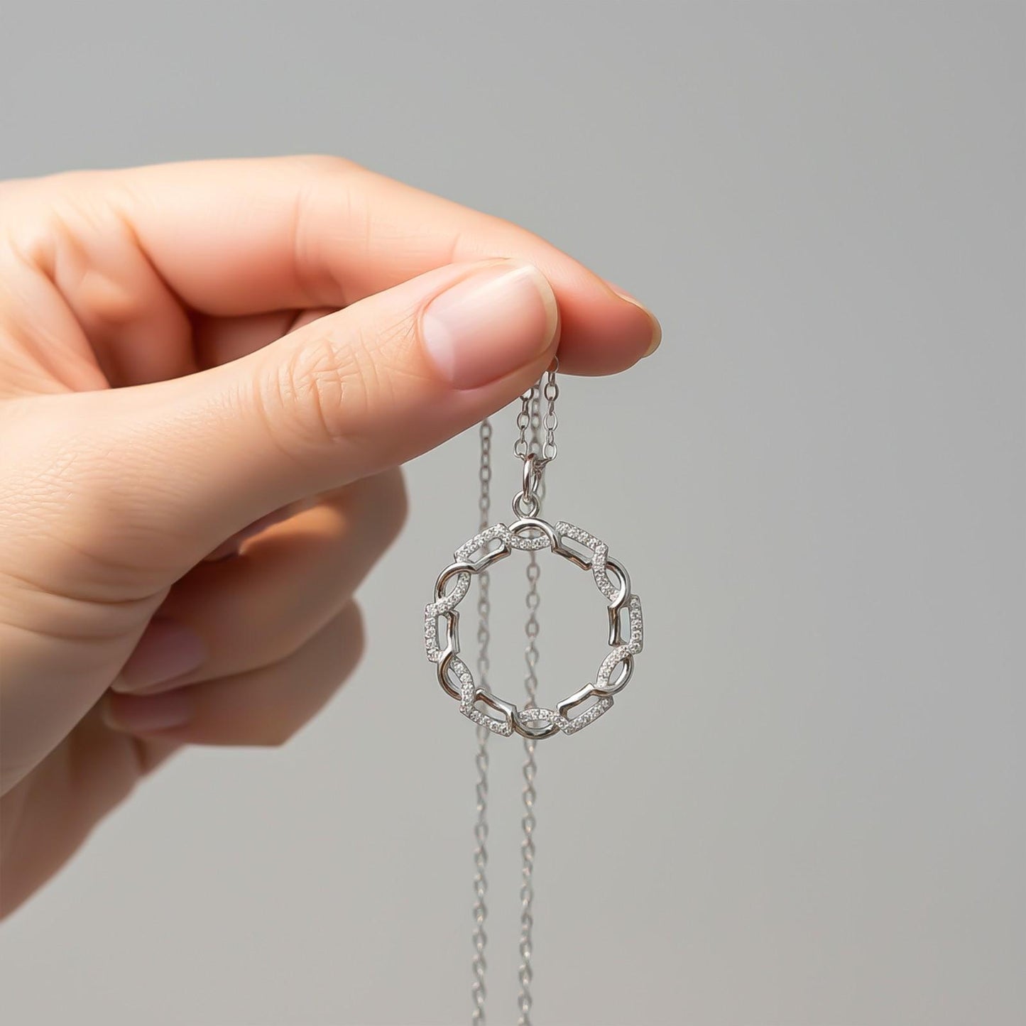 Silver Circle Zircon Studded Pendant