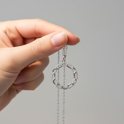 Silver Circle Zircon Studded Pendant