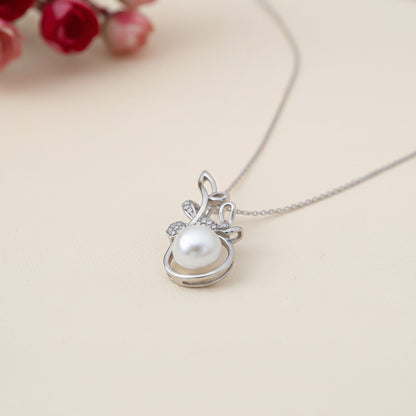 Silver Cultured Freshwater Pearl Floral Pendant