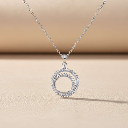 Silver Double Ring Circle Pendant