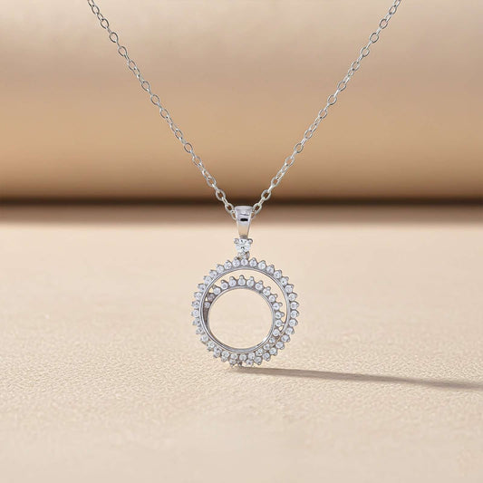 Silver Double Ring Circle Pendant
