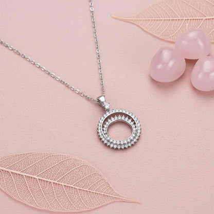 Silver Double Ring Circle Pendant