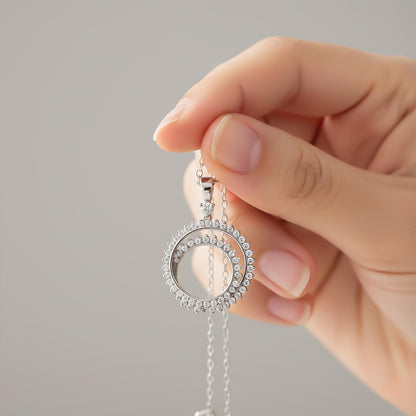 Silver Double Ring Circle Pendant