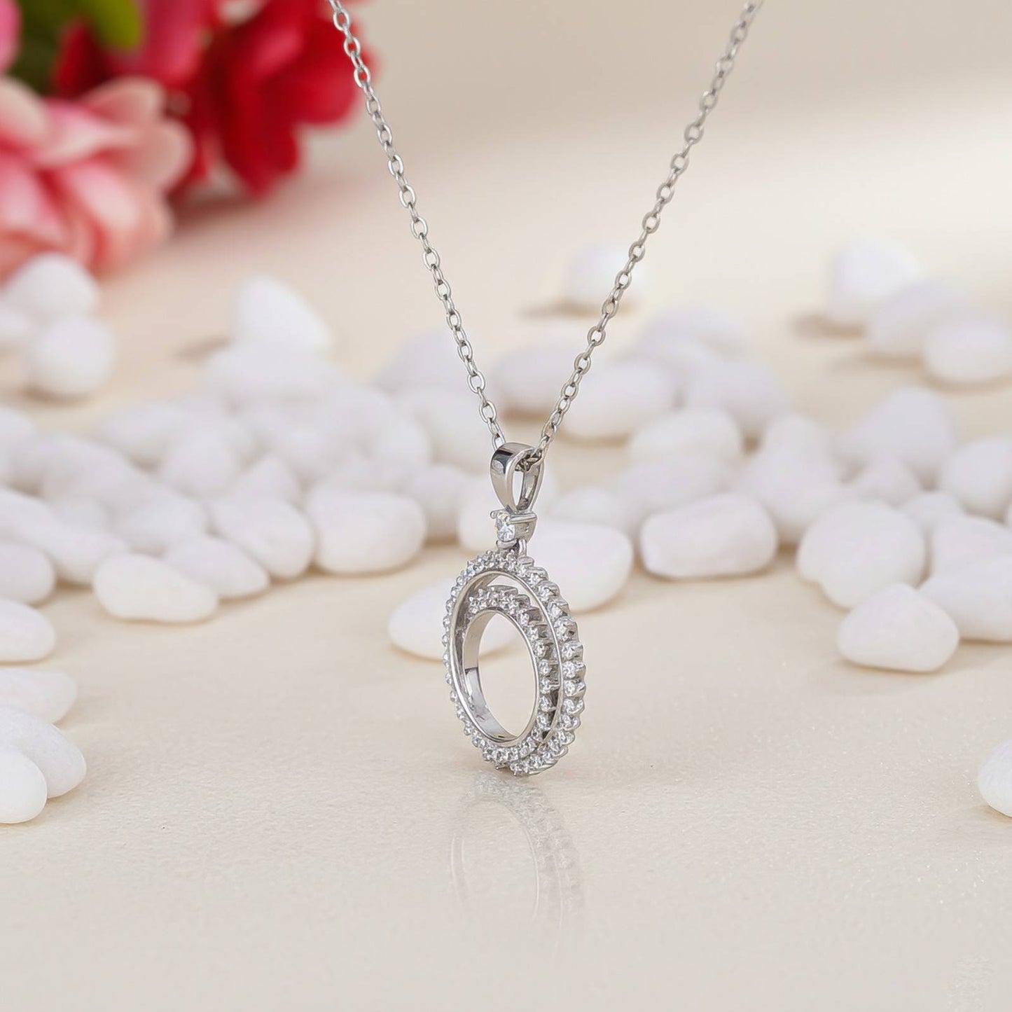 Silver Double Ring Circle Pendant