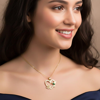 Golden Hummingbird Green Emerald Pendant