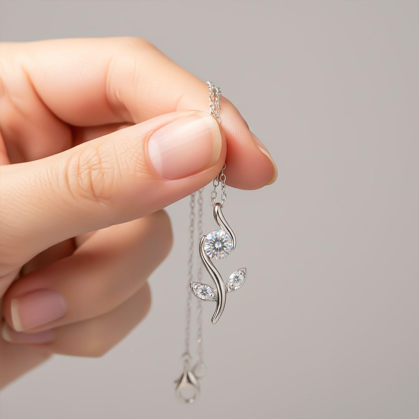 Silver Growing Plant Minimalist Pendant