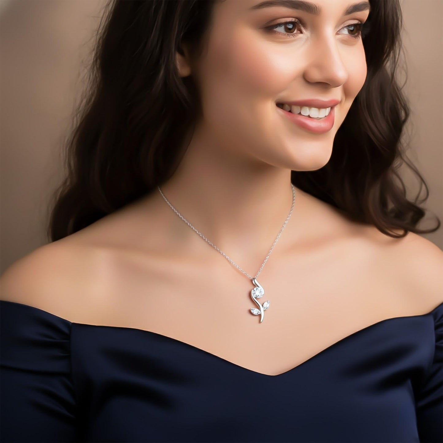 Silver Growing Plant Minimalist Pendant