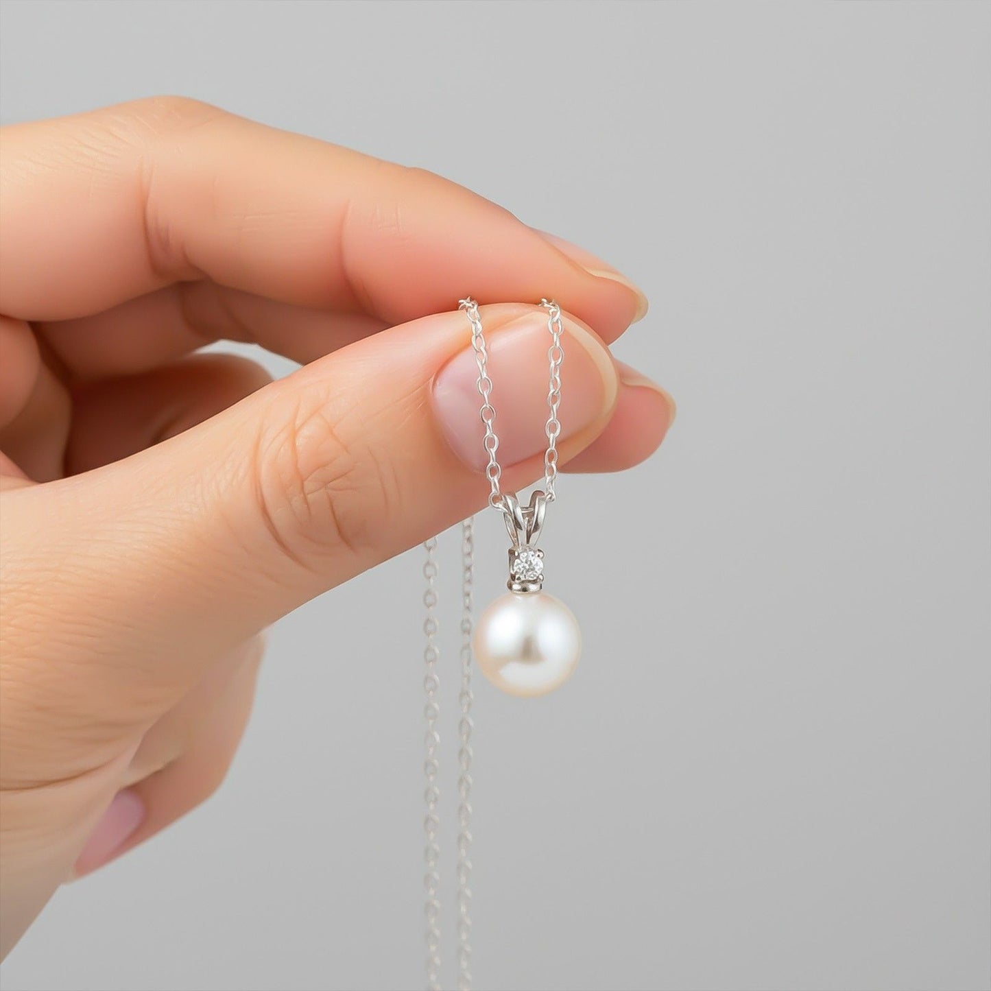 Silver Freshwater Water Moon Pendant