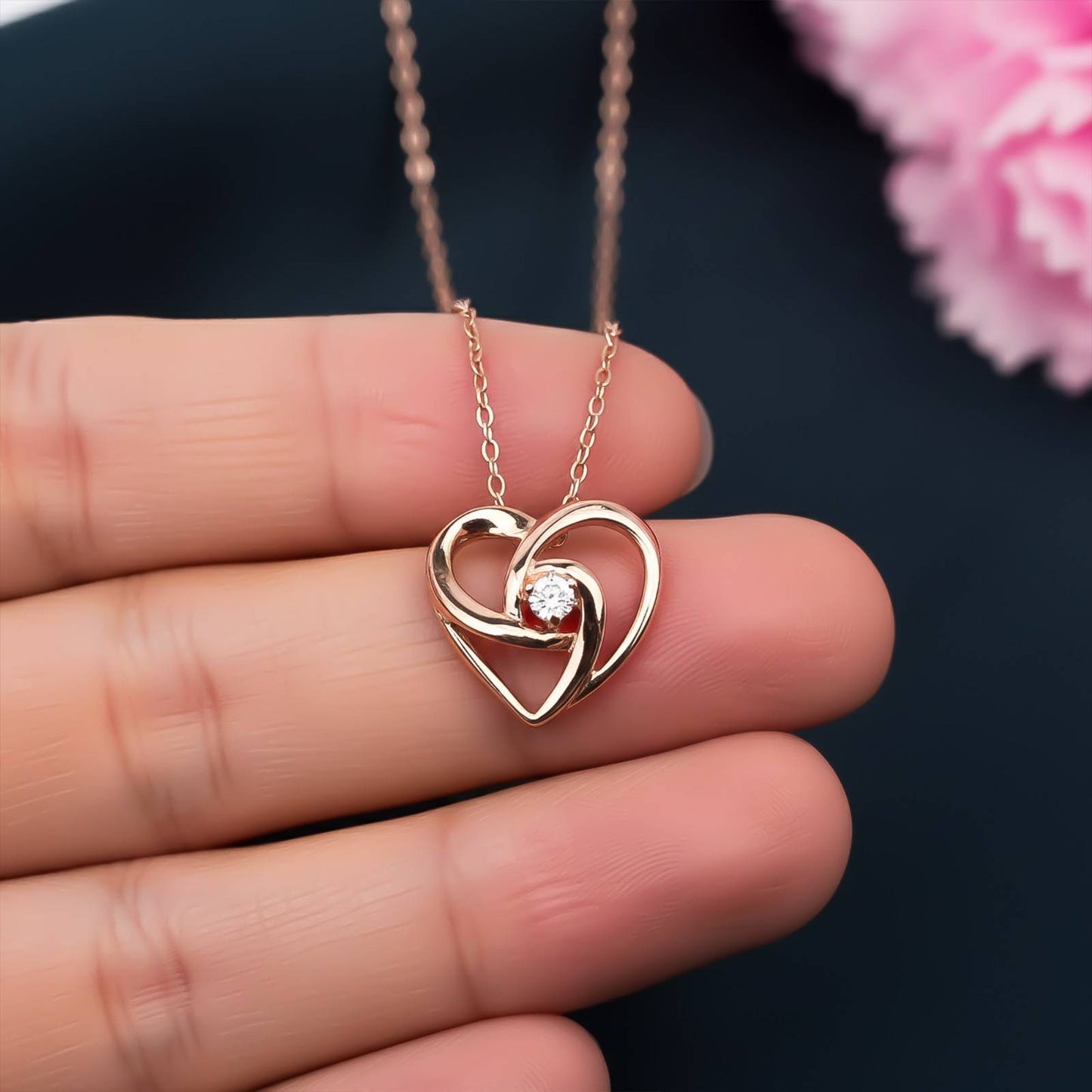 Rose Gold Heart Diamond Pendant