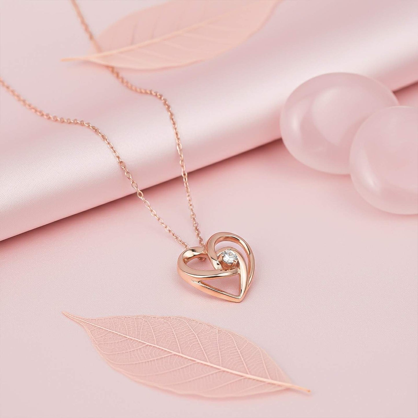 Rose Gold Heart Diamond Pendant