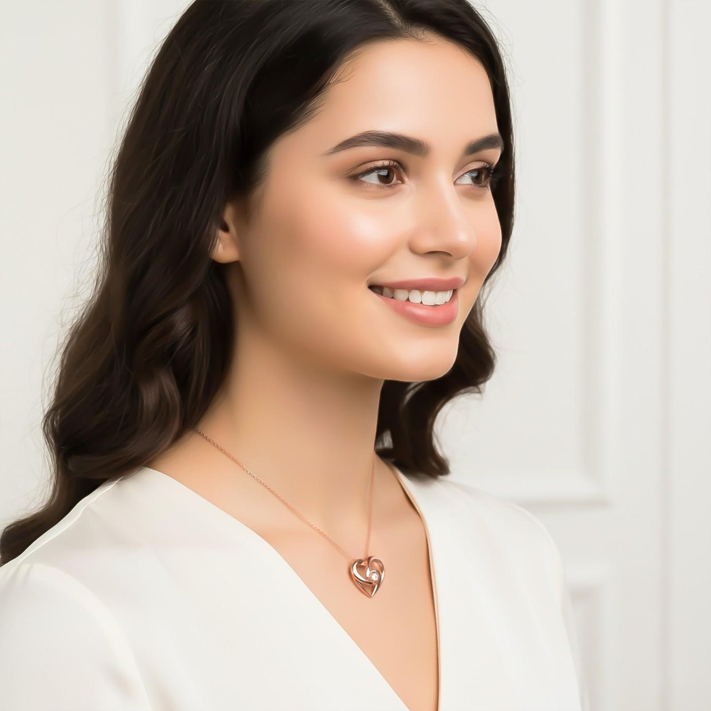 Rose Gold Heart Diamond Pendant