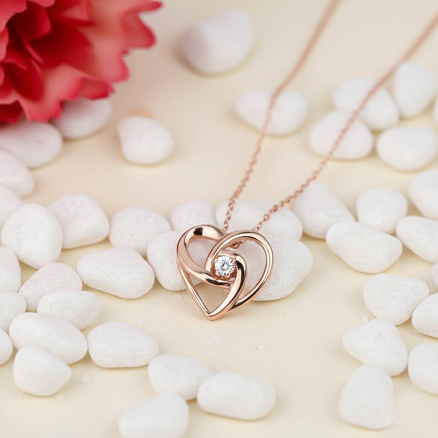 Rose Gold Heart Diamond Pendant