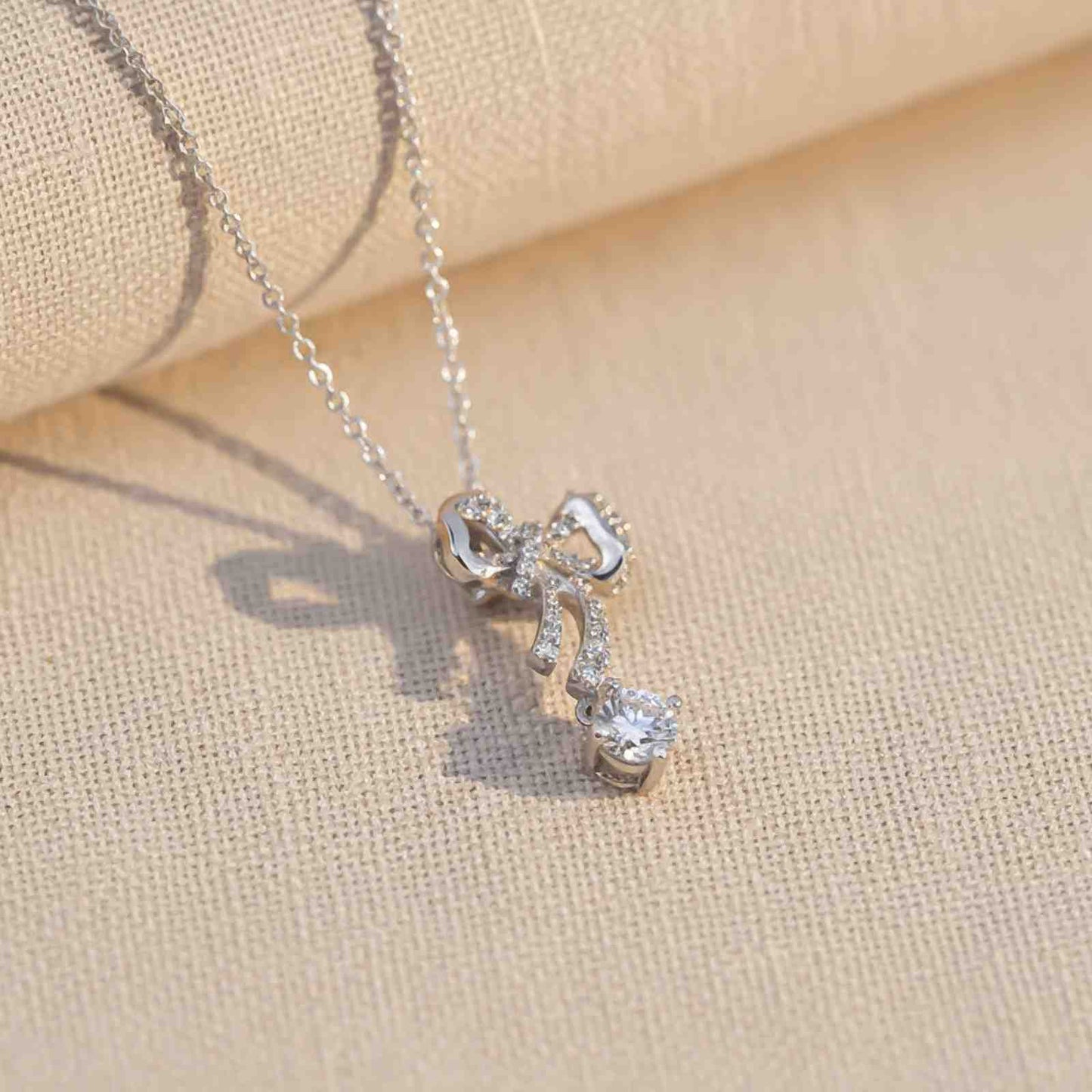 Silver Bow Knot  Necklace