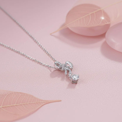 Silver Bow Knot  Necklace