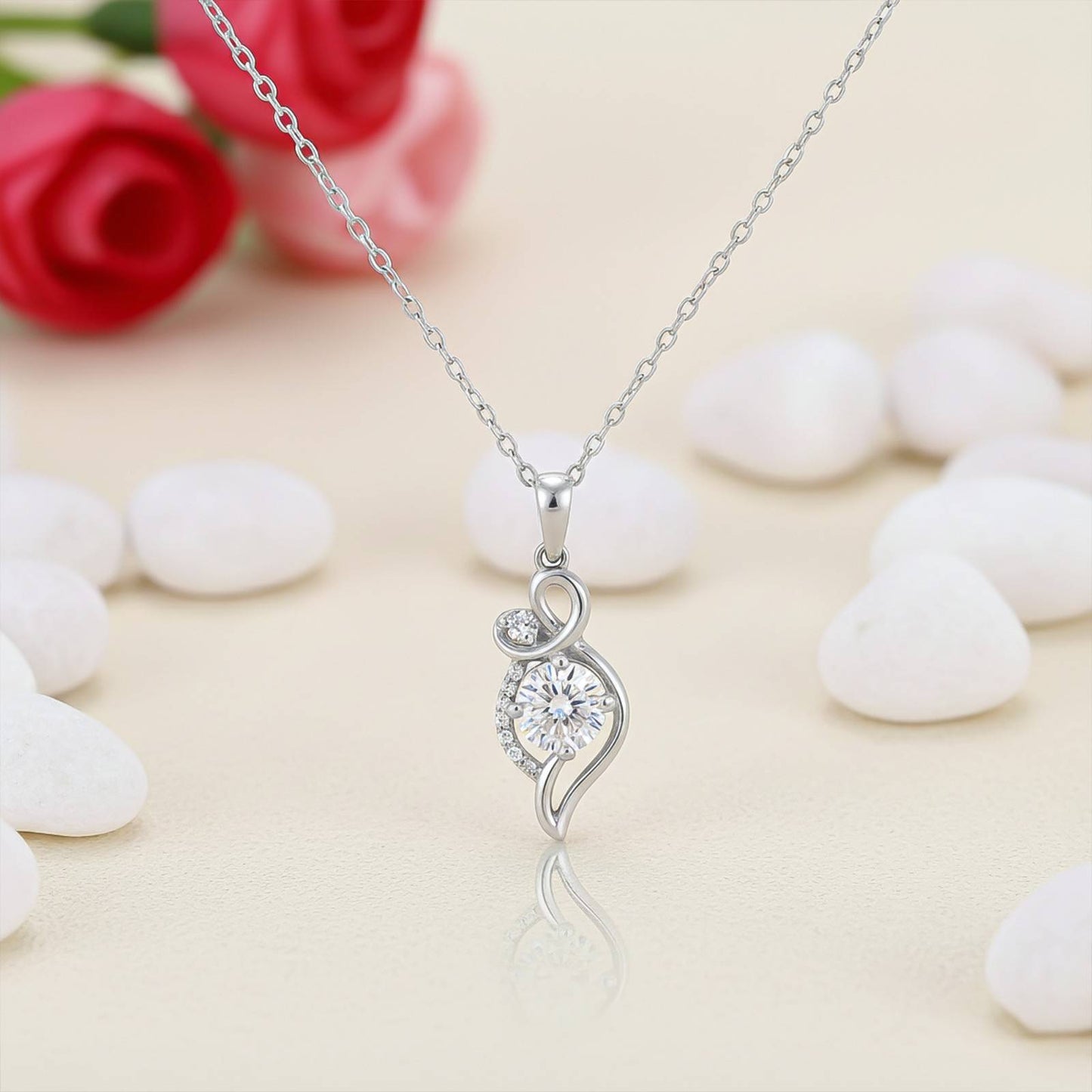 Silver Zircon Falling Drop Pendant