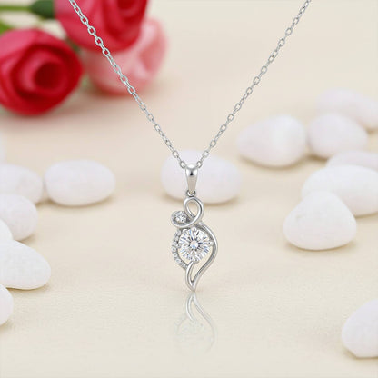 Silver Zircon Falling Drop Pendant