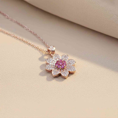 Rose Gold Pink Floral Pendant