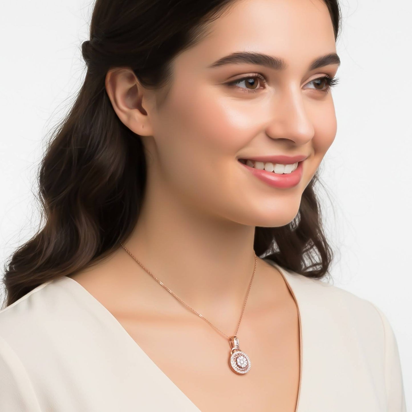 Rose Gold Cluster Pendant Necklace