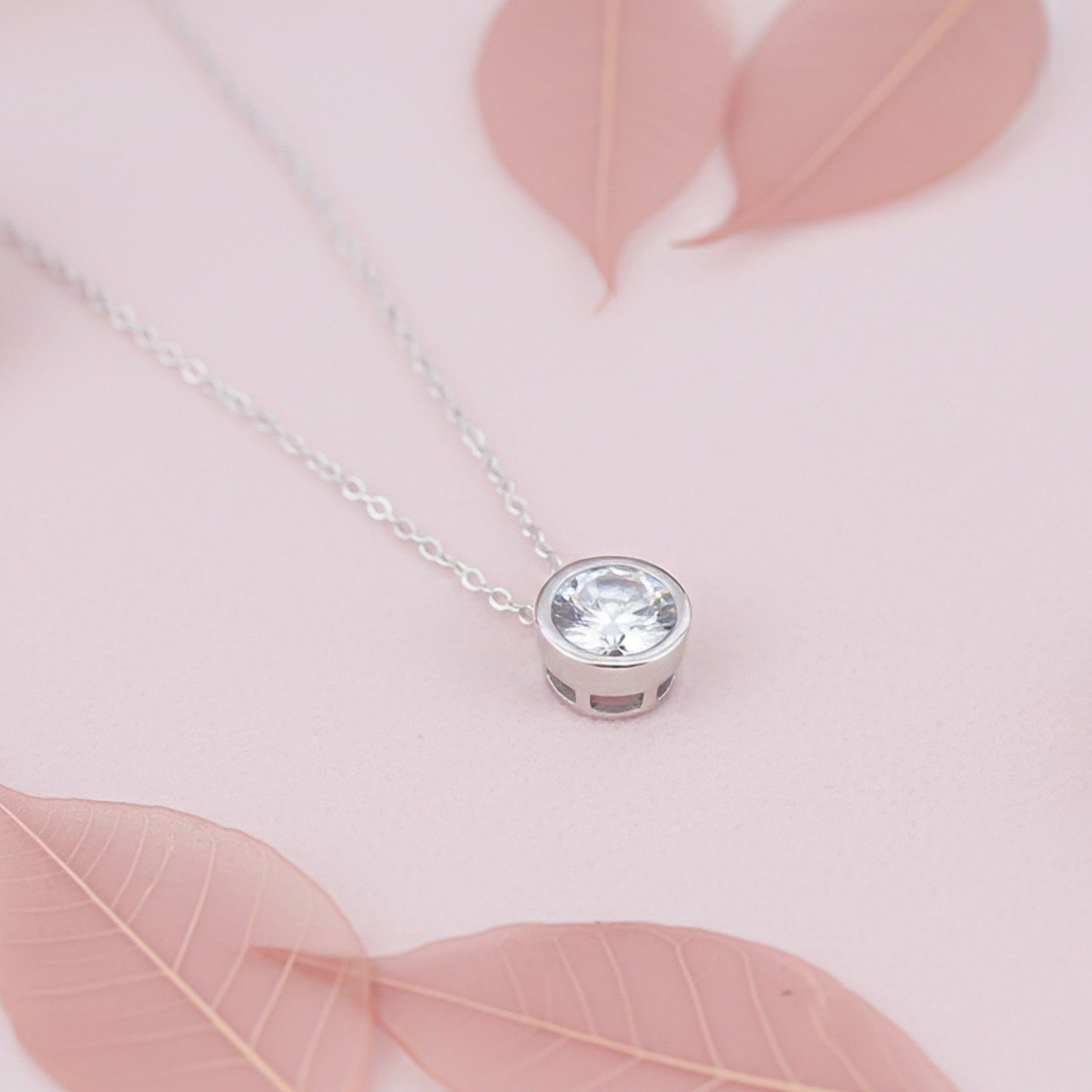 Silver Classic Solitaire Bezel Pendant
