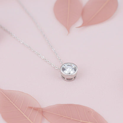 Silver Classic Solitaire Bezel Pendant