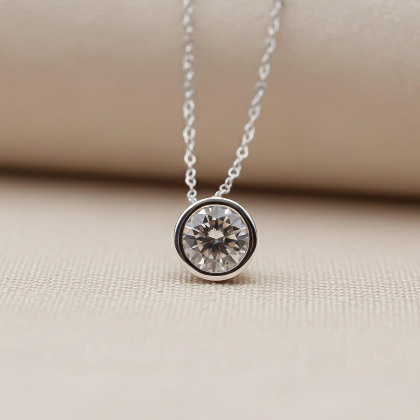 Silver Classic Solitaire Bezel Pendant