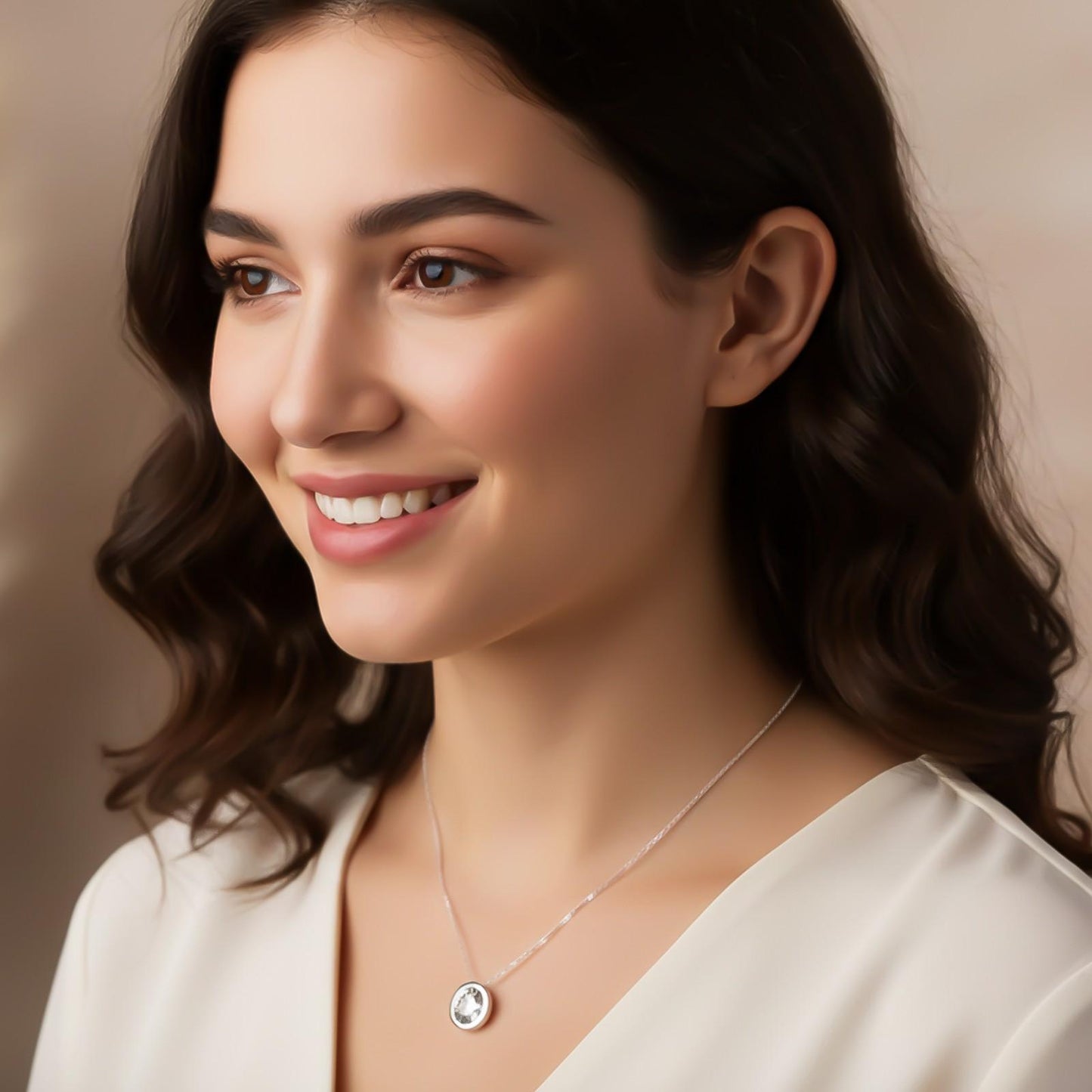 Silver Classic Solitaire Bezel Pendant